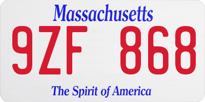 MA license plate 9ZF868