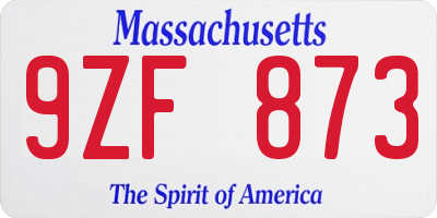 MA license plate 9ZF873