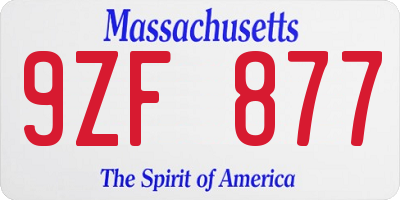 MA license plate 9ZF877