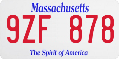 MA license plate 9ZF878