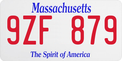 MA license plate 9ZF879