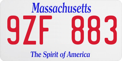 MA license plate 9ZF883