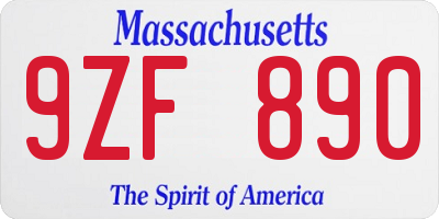 MA license plate 9ZF890