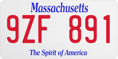 MA license plate 9ZF891