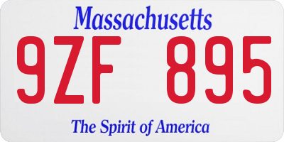 MA license plate 9ZF895