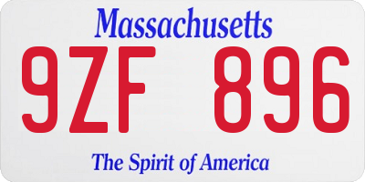 MA license plate 9ZF896