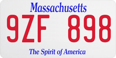 MA license plate 9ZF898