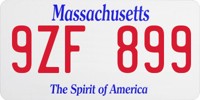 MA license plate 9ZF899