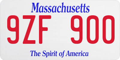MA license plate 9ZF900