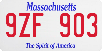 MA license plate 9ZF903