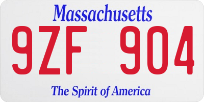 MA license plate 9ZF904