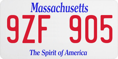 MA license plate 9ZF905