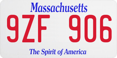 MA license plate 9ZF906