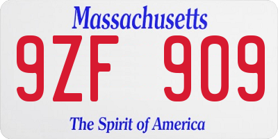 MA license plate 9ZF909