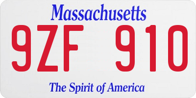 MA license plate 9ZF910