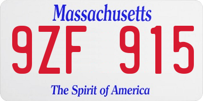 MA license plate 9ZF915