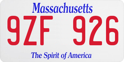 MA license plate 9ZF926