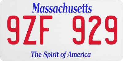 MA license plate 9ZF929