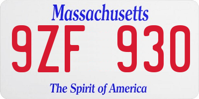 MA license plate 9ZF930