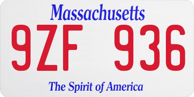 MA license plate 9ZF936