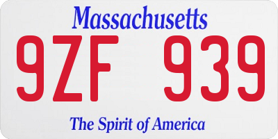 MA license plate 9ZF939