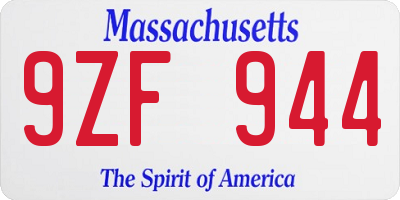 MA license plate 9ZF944