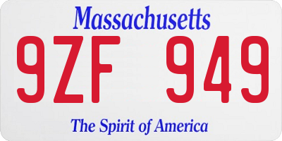 MA license plate 9ZF949