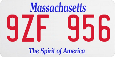 MA license plate 9ZF956