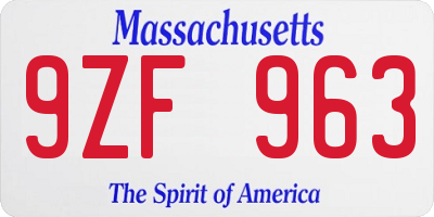 MA license plate 9ZF963