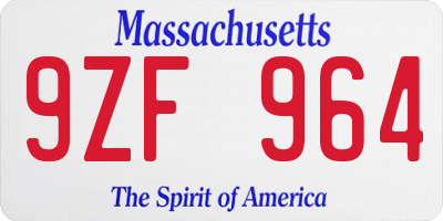 MA license plate 9ZF964