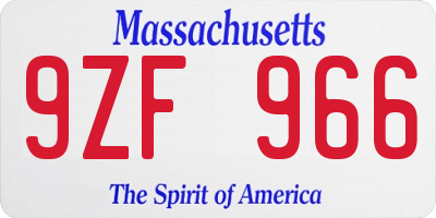 MA license plate 9ZF966