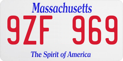 MA license plate 9ZF969