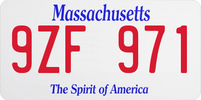 MA license plate 9ZF971