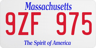 MA license plate 9ZF975