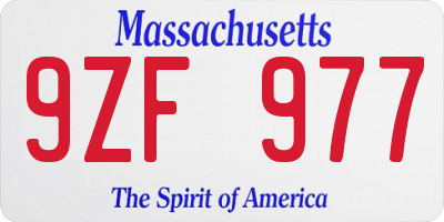 MA license plate 9ZF977