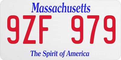 MA license plate 9ZF979