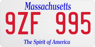 MA license plate 9ZF995