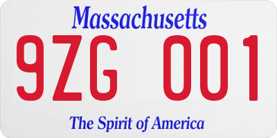 MA license plate 9ZG001
