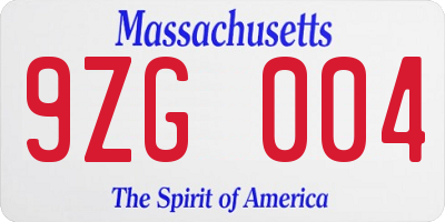 MA license plate 9ZG004