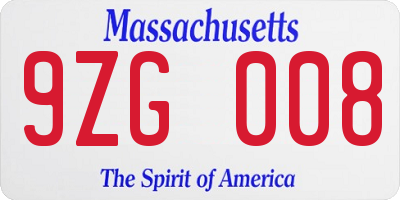 MA license plate 9ZG008