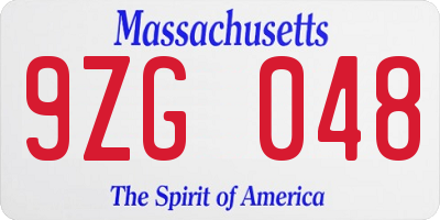 MA license plate 9ZG048
