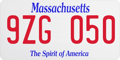 MA license plate 9ZG050