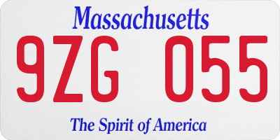 MA license plate 9ZG055
