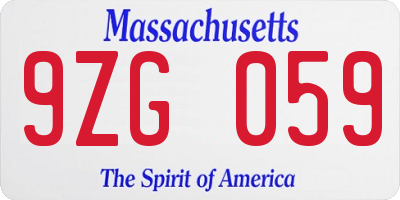 MA license plate 9ZG059