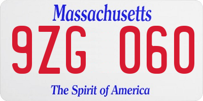 MA license plate 9ZG060