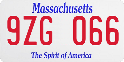 MA license plate 9ZG066