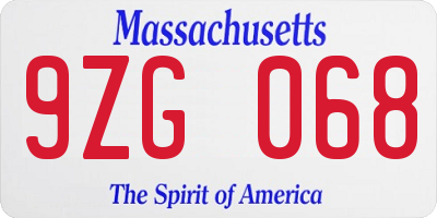 MA license plate 9ZG068