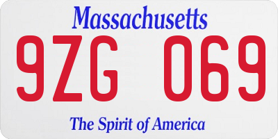 MA license plate 9ZG069