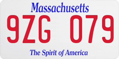 MA license plate 9ZG079