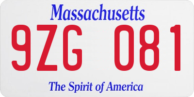 MA license plate 9ZG081